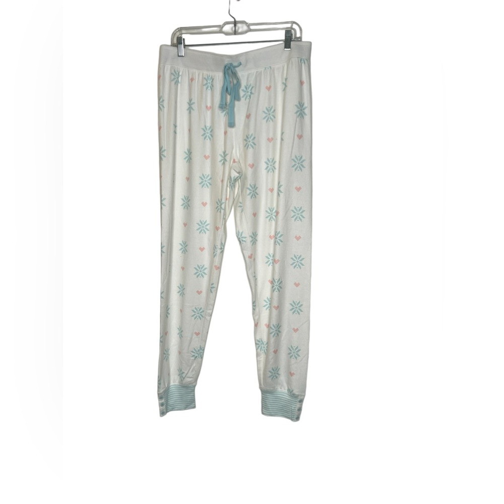 PJ Salvage L white and blue snowflake pajama pants